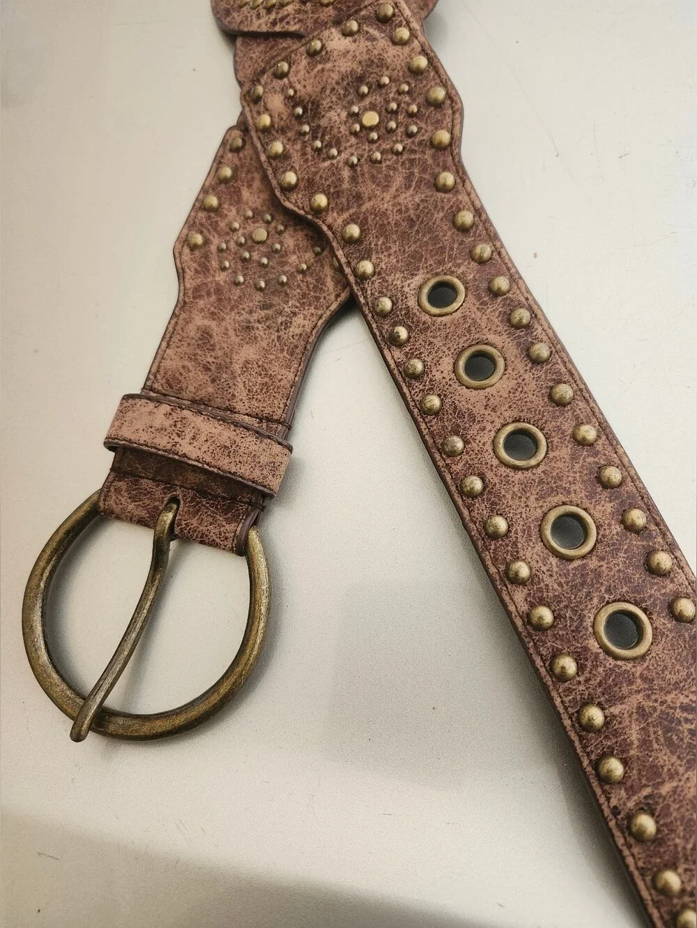 Lake Shore Drive Braided Studded Brown Belt - Picture 2 of 4